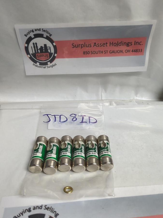 Used LITTELFUSE,JTD8ID,INDICATOR 8 AMP FUSE LOT OF 6 PRE-OWNED