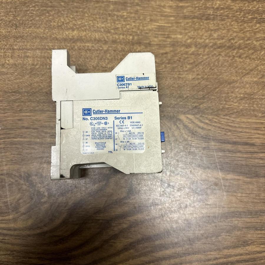 Used Cutler Hammer,C306DN3,W/C306TB1 Overload Relay