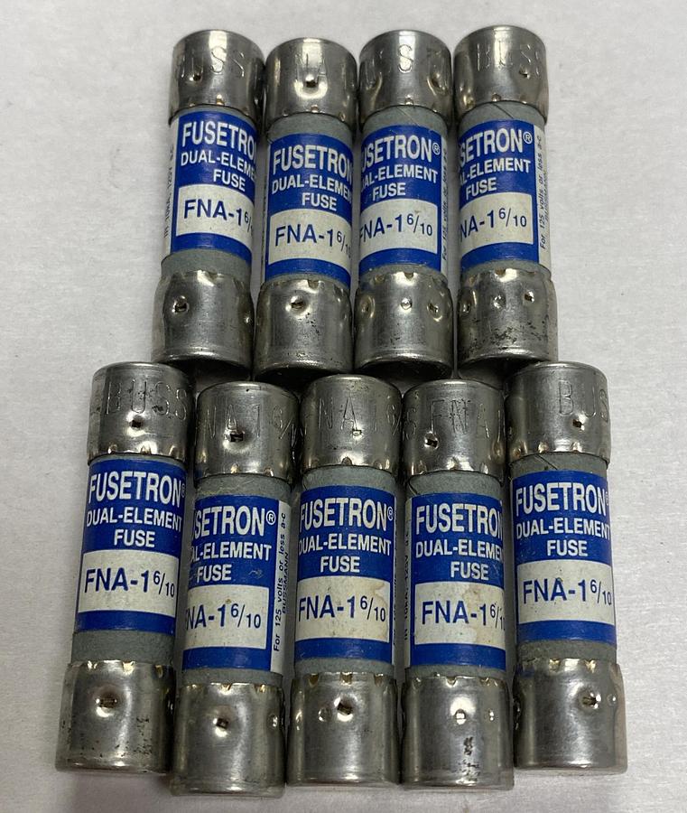 Cooper Bussmann,FNA-1-6/10,Fusetron Fuse Lot Of 9 NOS