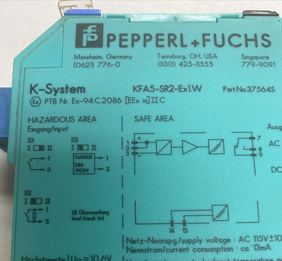 Used PEPPERL & FUCHS,KFA5-SR2-EX1.W,SWITCH AMPLIFIER