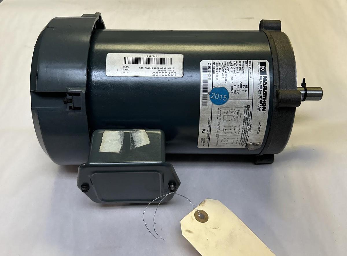 Used MARATHON,5K38RN44A,MOTOR 1HP 3450RPM 200-230/460V 3PH 56C FRAME