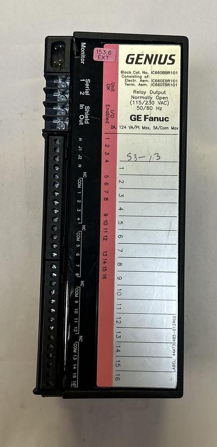 Used GE FANUC,IC660BBR101,RELAY OUTPUT GENIUS MODULE