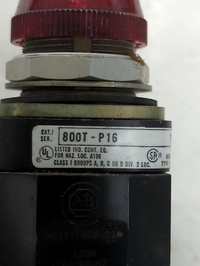 Used ALLEN BRADLEY,800T-PT16,SERIES T RED PUSHBUTTON PRE-OWNED