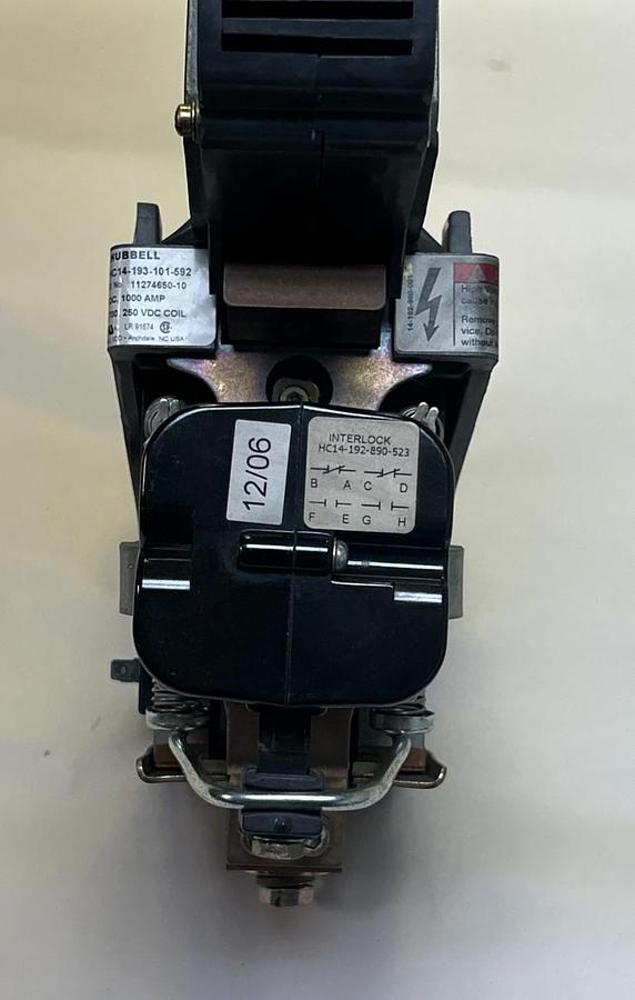Used HUBBELL,HC14-193-101-592,DC CONTACTOR 1000A 600VDC 250VDC COIL