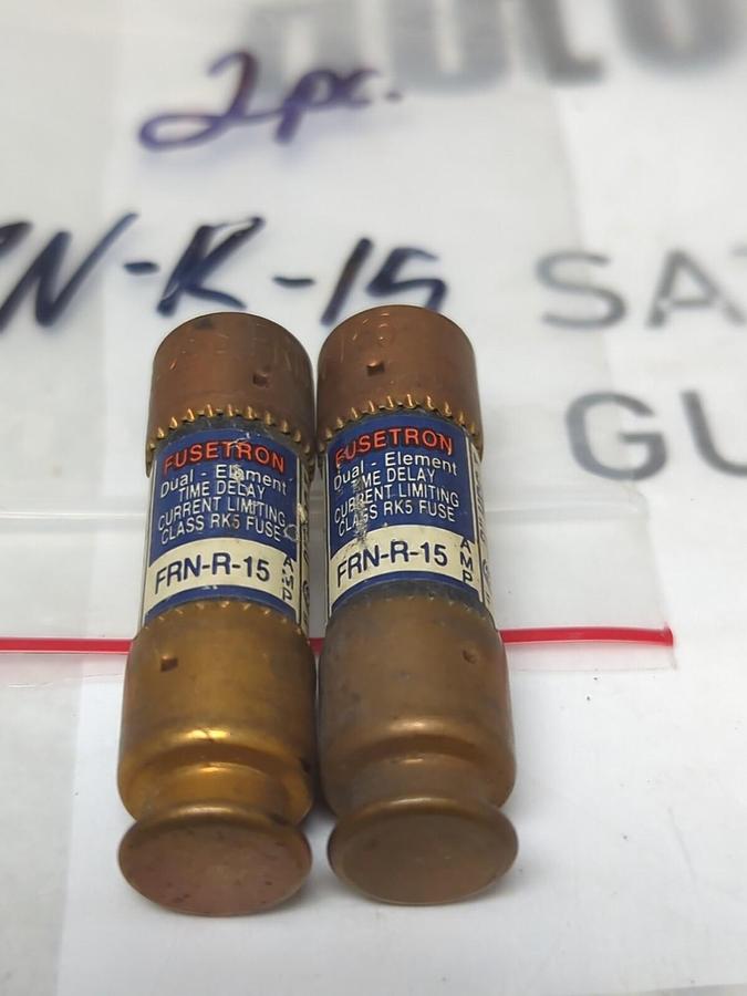 COOPER BUSSMANN,FRN-R-15,FUSETRON 15 AMP FUSE LOT OF 2 NOS