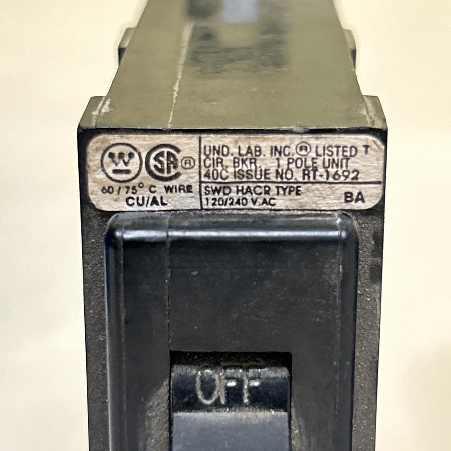 Used WESTINGHOUSE,BA120,CIRCUIT BREAKER 20A 120/240V 1P LOT OF 6