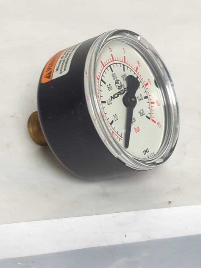 Used NORGREN,0-160,PRESSURE GAUGE 0-160PSI 0-11 BAR PRE-OWNED