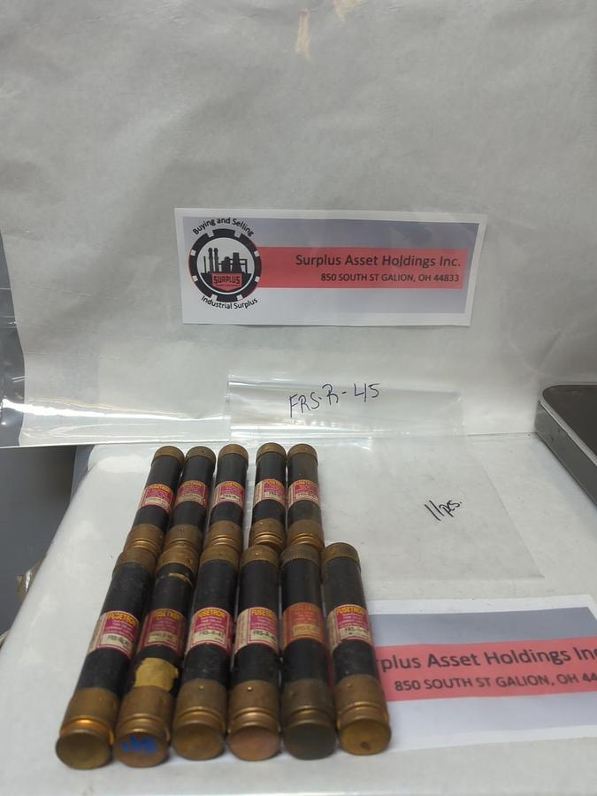 Used COOPER BUSSMANN,FRS-R-45,FUSETRON 45 AMP FUSE LOT OF 11 PRE-OWNED