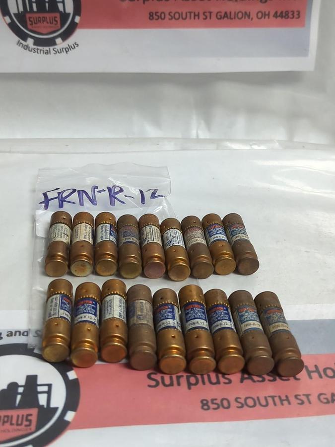 Used COOPER BUSSMANN,FRN-R-12,FUSETRON 12 AMP FUSE LOT OF 18 PRE-OWNED