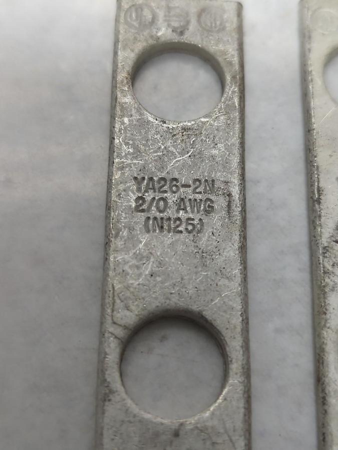 BURNDY,YA26-2N,COMPRESSION LUG 2-HOLE N125 LNG BARREL BLACK DIE LOT OF 4 NOS