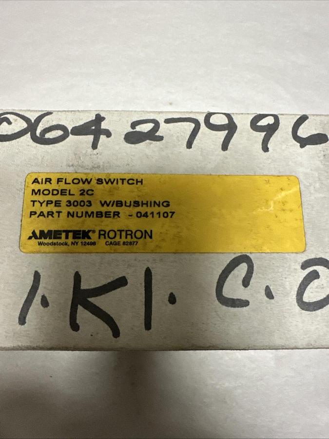 Used Ametek,041107,Air Flow Switch Model 2C