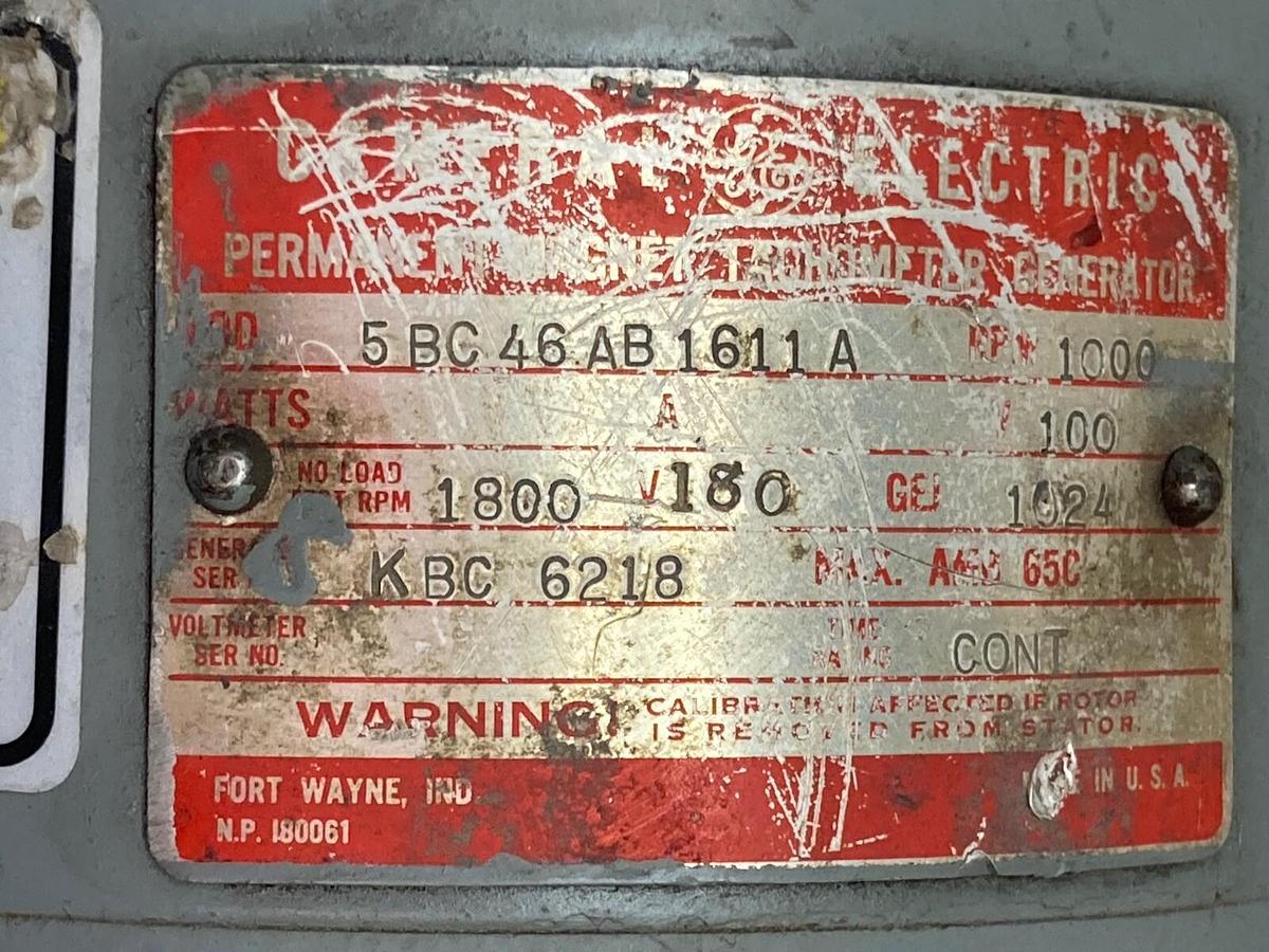 Used General Electric,5BC46AB1611A,Tachometer Generator 1000rpm 100v