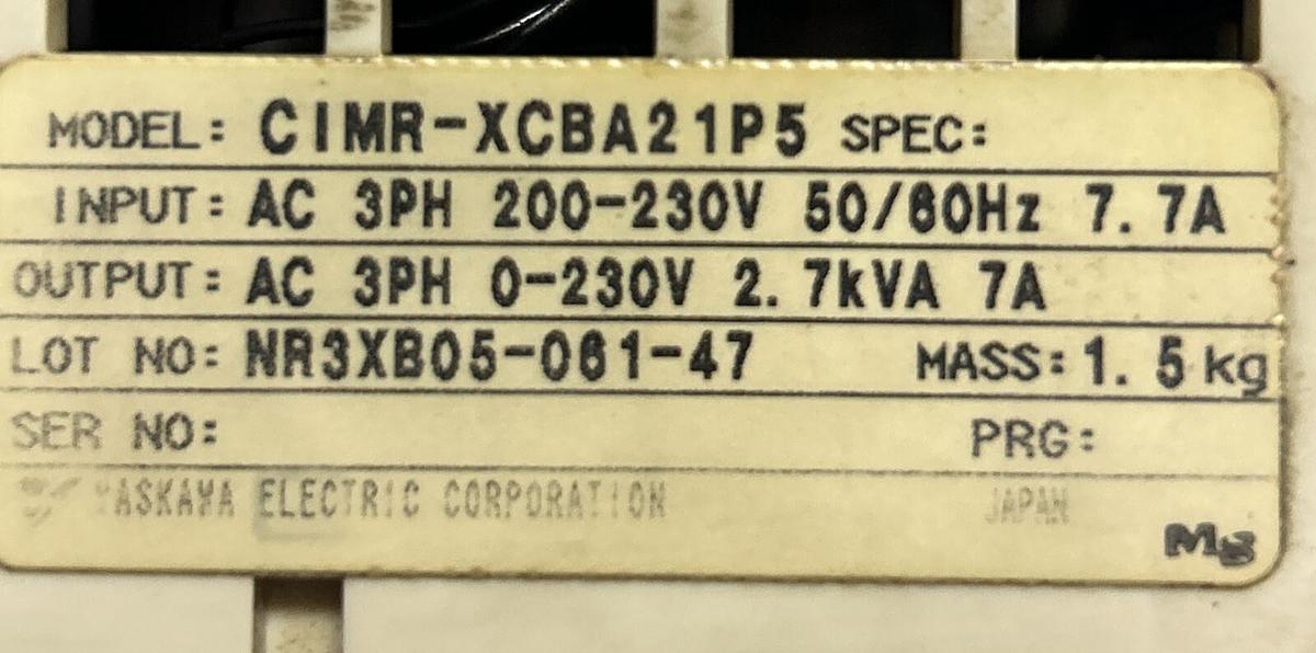 Used YASKAWA ELECTRIC,CIMR-XCBA21P5,DRIVE INVERTER