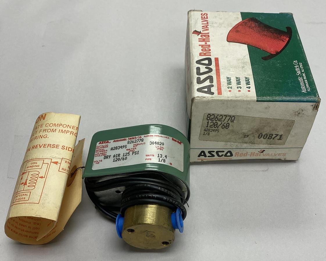 ASCO,826277Q,SOLENOID VALVE 2 WAY 1/8 INCH 120V 60HZ NOS
