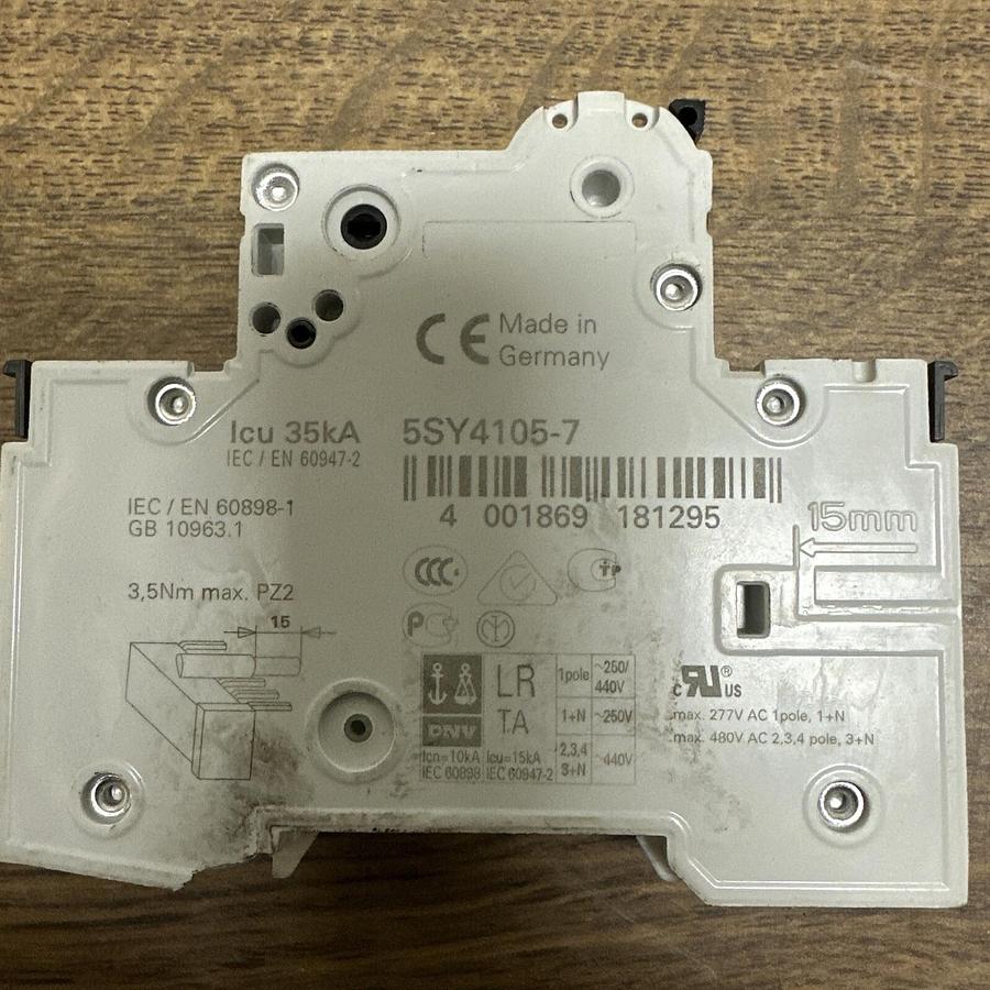 Used Siemens,5SY4105-7,1 Pole Circuit Breaker