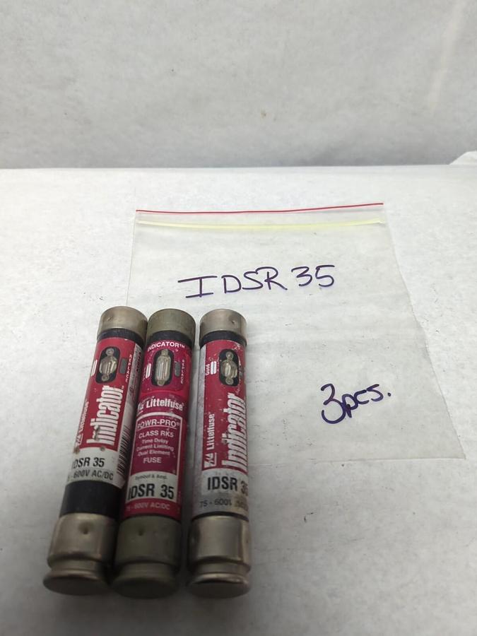 Used LITTELFUSE,IDSR35,INDICATOR 35 AMP FUSE LOT OF 3 PRE-OWNED