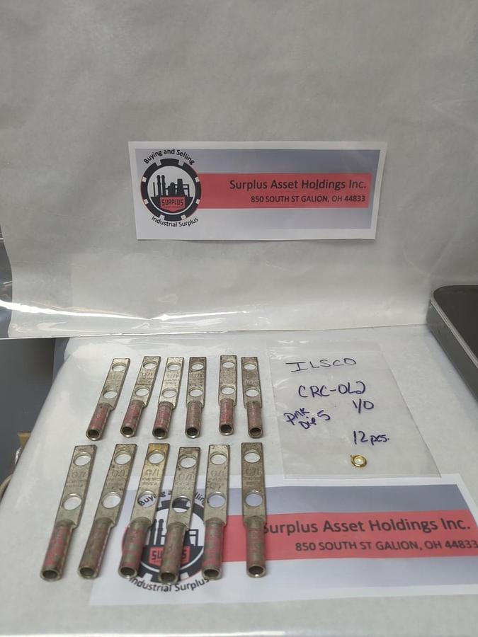 ILSCO,CRC-OL2,COMPRESSION LUG 2-HOLE PINK DIE 5 LOT OF 12 NOS