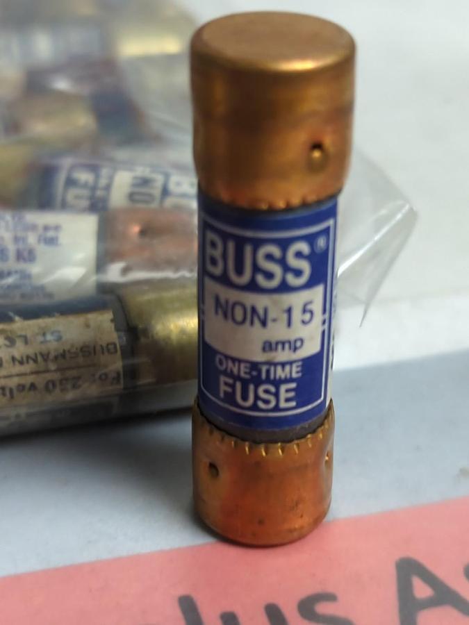 Used COOPER BUSSMANN,NON-15,ONE-TIME FUSE 15 AMP LOT OF 30 PRE-OWNED