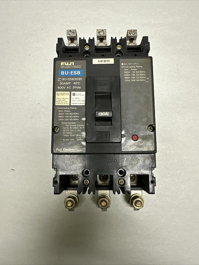 Used Fuji,BU-ESB3030,30 Amp 3 Pole 600VAC Circuit Breaker