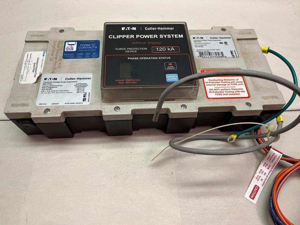Used EATON,CPS120208YAA,CLIPPER POWER SYSTEM SURGE SUPPRESSOR 120kA 208V 3PH