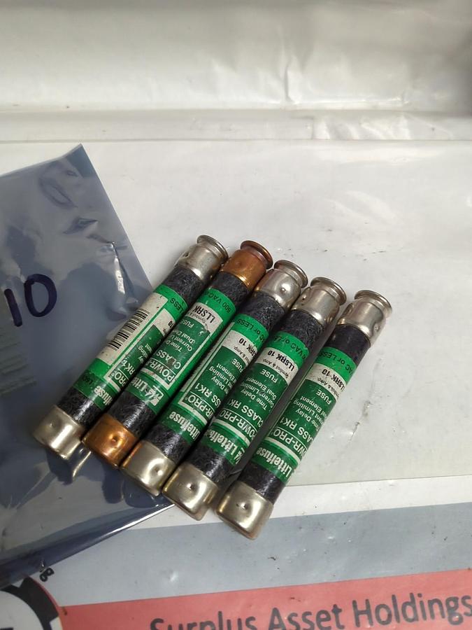 Used LITTELFUSE,LLSRK10,POWR-GARD FUSE 10 AMP LOT OF 5 PRE-OWNED