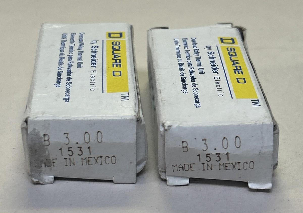 SQUARE D,B3.00,OVERLOAD THERMAL HEATING ELEMENT LOT OF 2 NOS