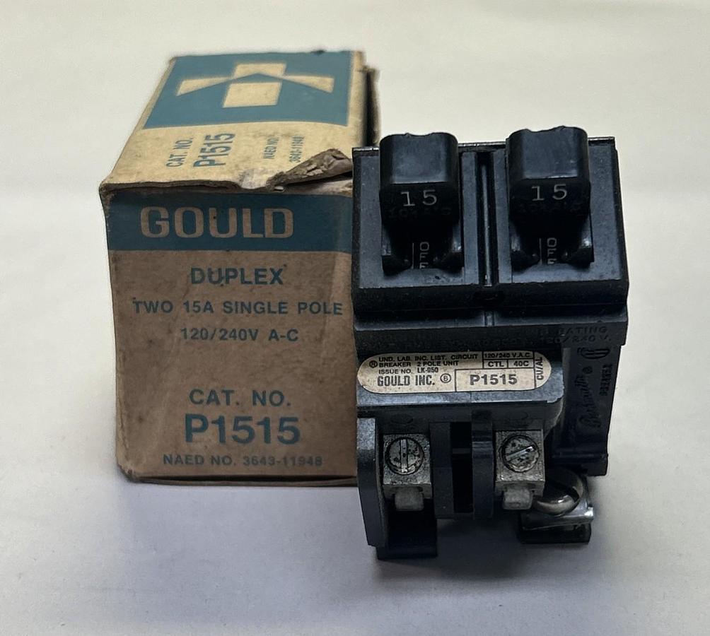GOULD ITE,P1515,PUSHMATIC TANDEM CIRCUIT BREAKER 15A 120/240V 1P NOS