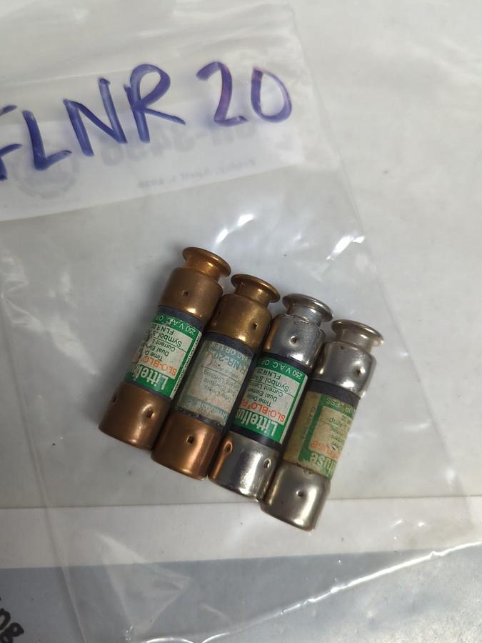 Used LITTELFUSE,FLNR-20,SLO-BLO 20 AMP FUSE LOT 4 OF PRE-OWNED