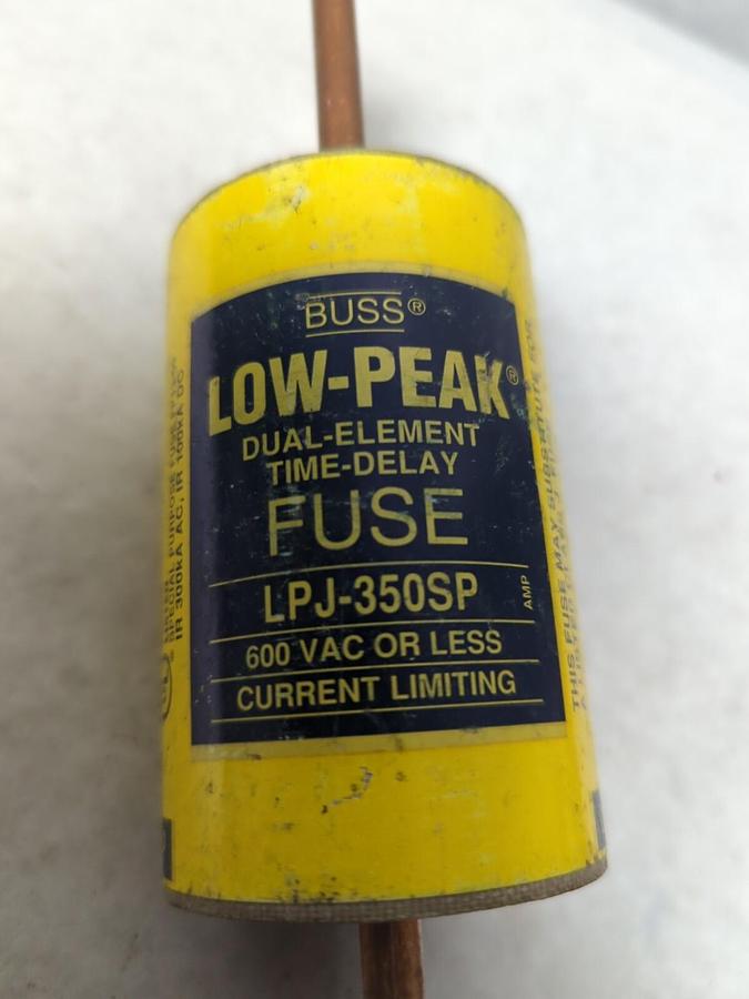 Used COOPER BUSSMANN,LPJ-350SP,LOW-PEAK 350 AMP FUSE PRE-OWNED