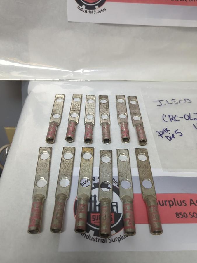 ILSCO,CRC-OL2,COMPRESSION LUG 2-HOLE PINK DIE 5 LOT OF 12 NOS