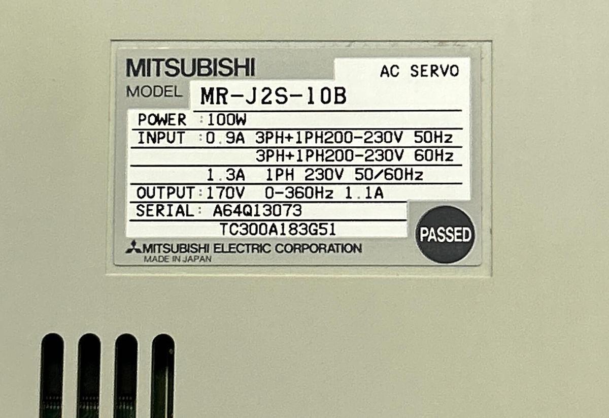 Used MITSUBISHI,MR-J2S-10B,AC SERVO DRIVE 1.1AMP 230V
