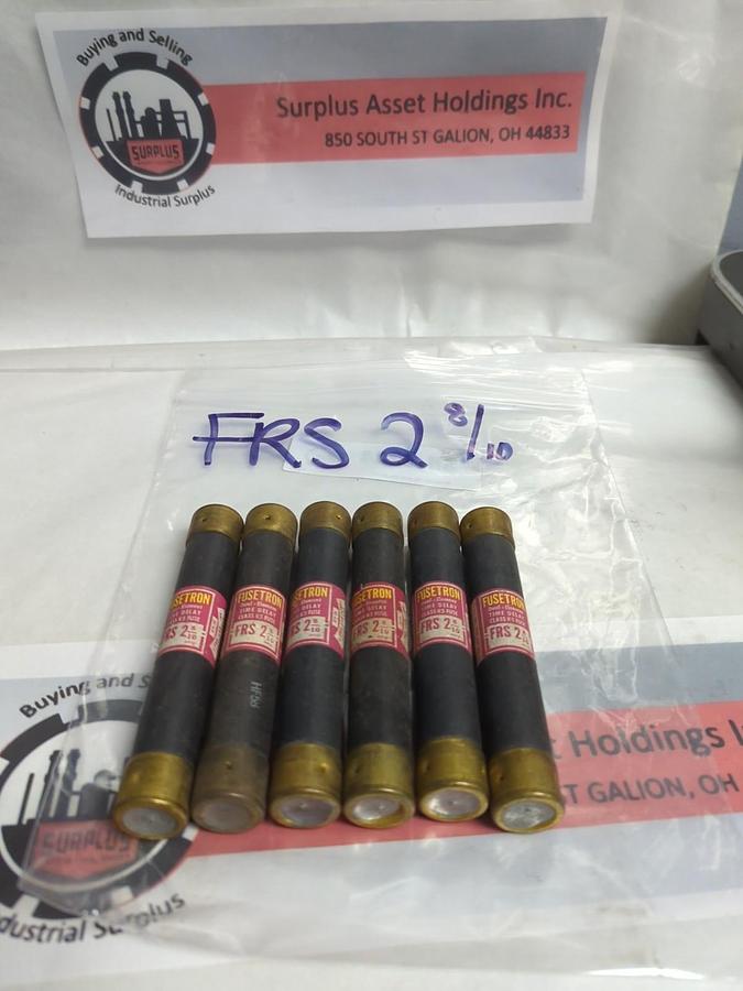 Used COOPER BUSSMANN,FRS-2-8/10,FUSETRON 2-8/10 AMP FUSE LOT OF 6 PRE-OWNED