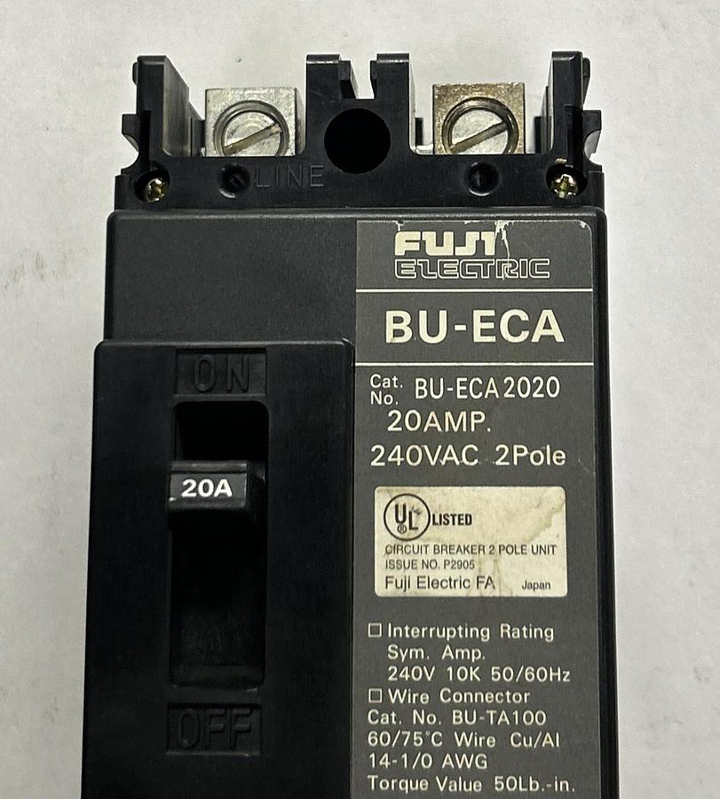 Used FUJI ELECTRIC,BU-ECA2020,CIRCUIT BREAKER 20A 240V 2P