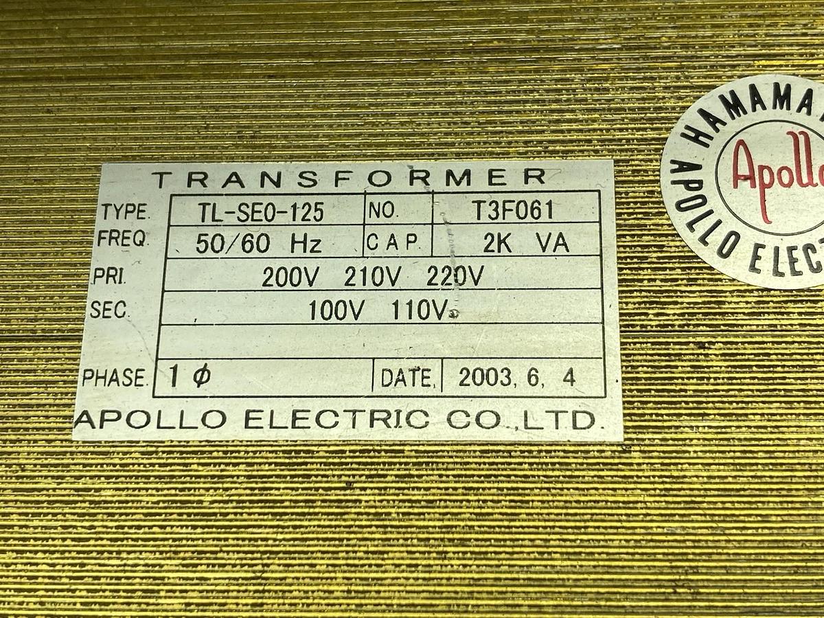 Apollo Electric,TL-SE0-125,Single Phase Transformer 50/60Hz 2KVA