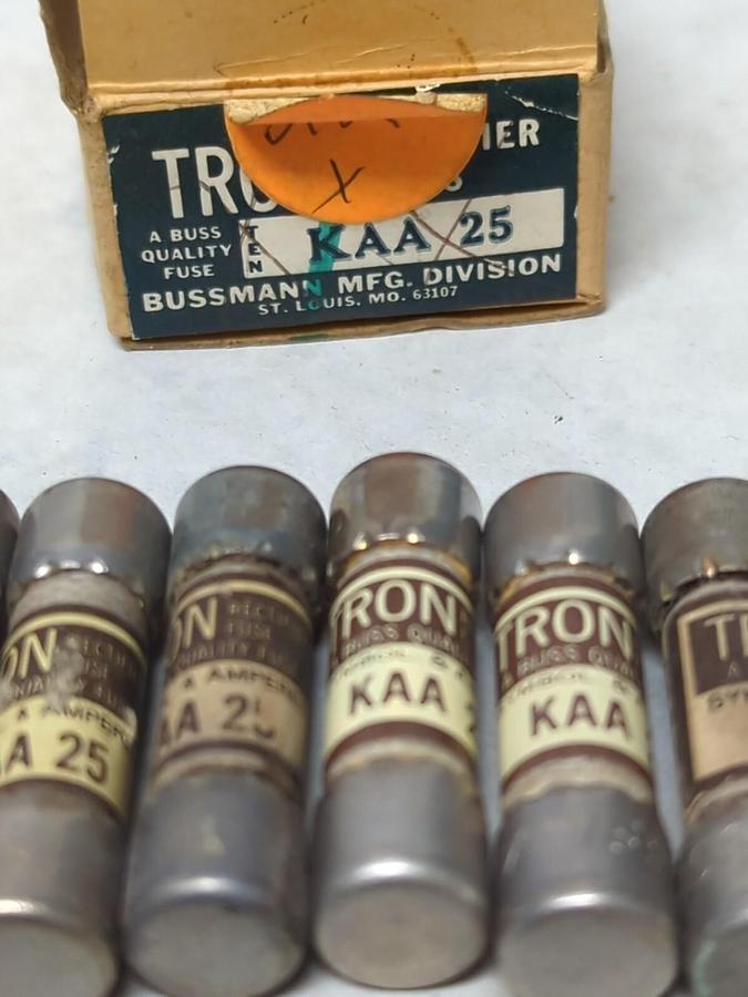 COOPER BUSSMANN,KAA25,25 AMP TRON FUSES BOX OF 10 NOS
