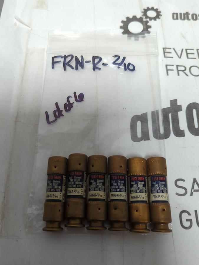 COOPER BUSSMANN,FRN-R-2/10,FUSETRON 2/10 AMP FUSES LOT OF 6 NOS