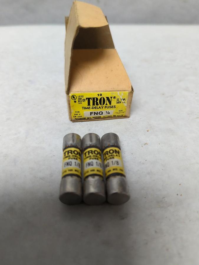 COOPER BUSSMANN,FNQ 1/8,TRON 1/8 AMP FUSE LOT OF 3 NOS