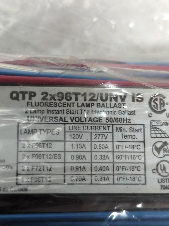 OSRAM,OTP-2X96T12/UNVIS,FLOURESCENT LAMP BALLAST 120-277V NOS
