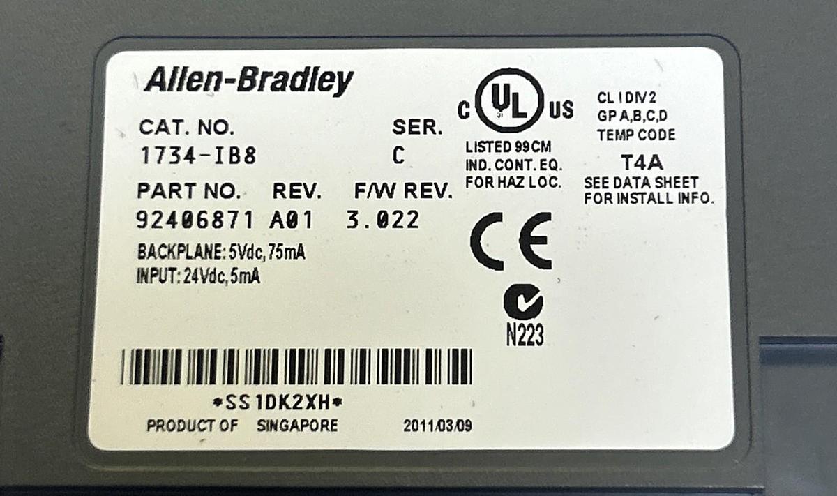 Used ALLEN BRADLEY,1734-IB8,INPUT MODULE LOT OF 2