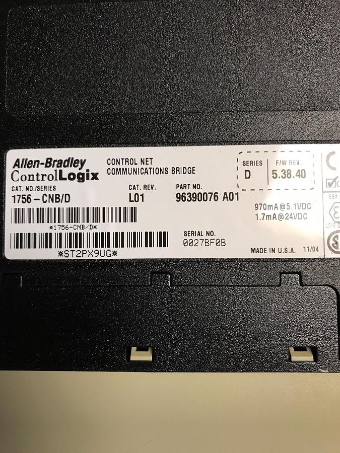 Used Allen Bradley,1756-CNB,Series D Control Net Communications Bridge lot of 2