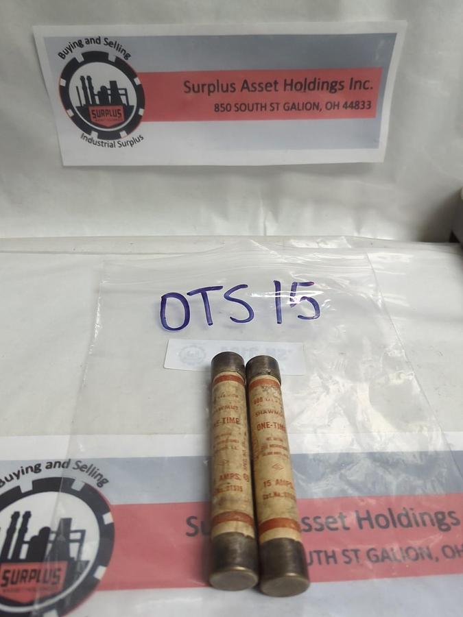 Used GOULD SHAWMUT,OTS 15,ONE-TIME 15 AMP FUSE LOT OF 2 PRE-OWNED
