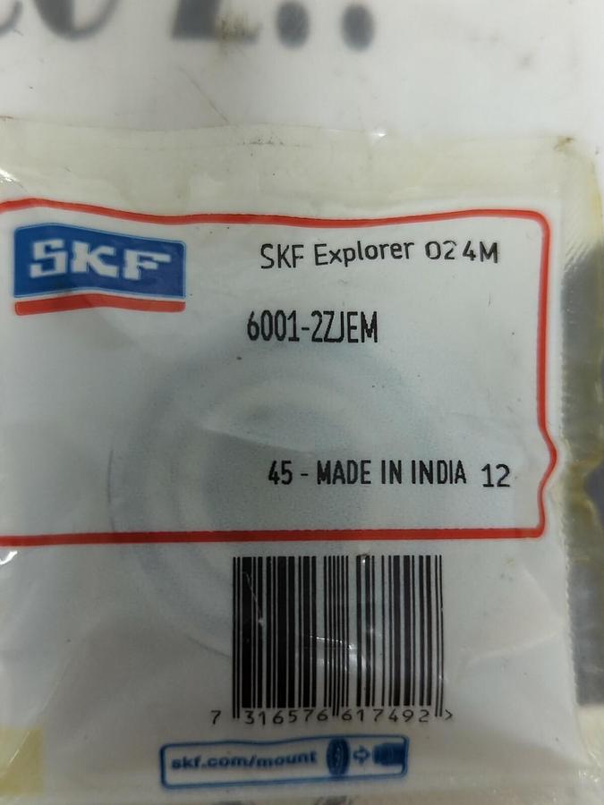 SKF,6001-2ZJEM,DOUBLE SHIELDED DEEP GROOVE BALL BEARING LOT OF 2 NOS