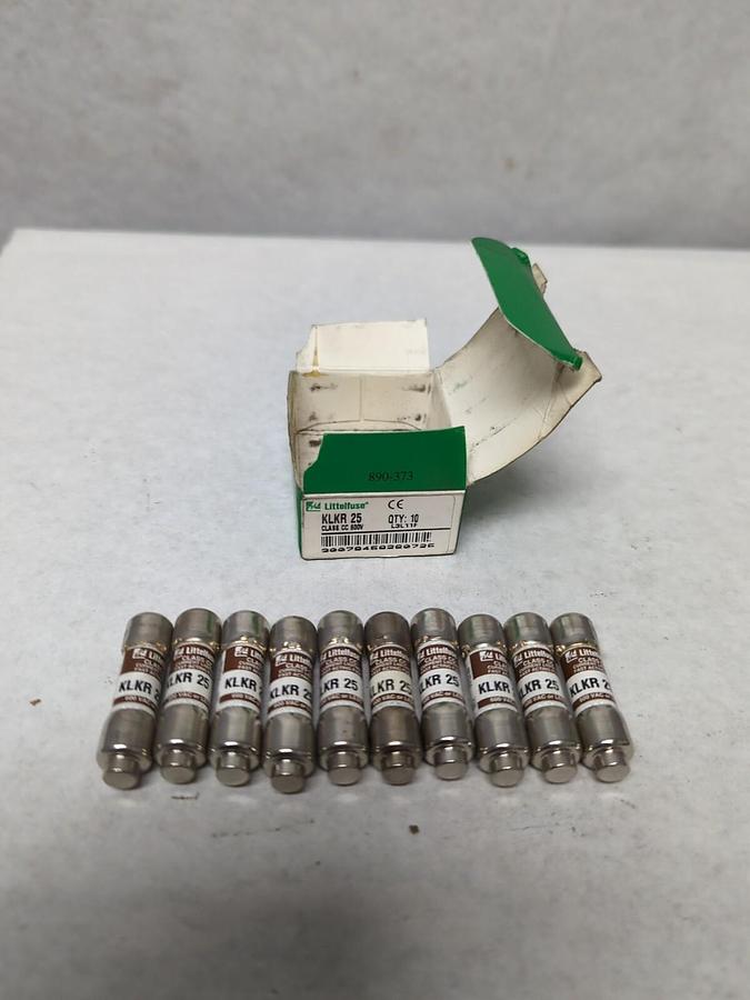 LITTELFUSE,KLKR25,CLASS CC 25 AMP FUSES BOX OF 10 NOS