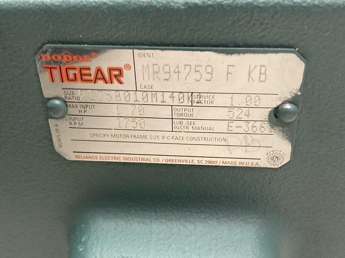 Dodge Tigear,MR94759 F KB,Gear Reducer 1.70Hp 1750rpm