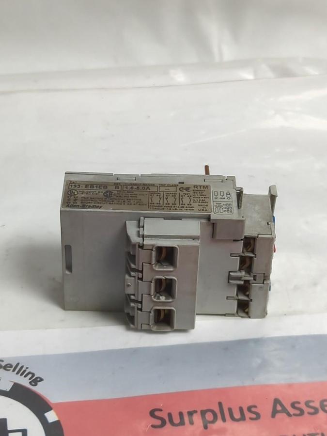 Used ALLEN BRADLEY,193-EB1EB,OVERLOAD RELAY SERIES B 1.6-5.0A PRE-OWNED