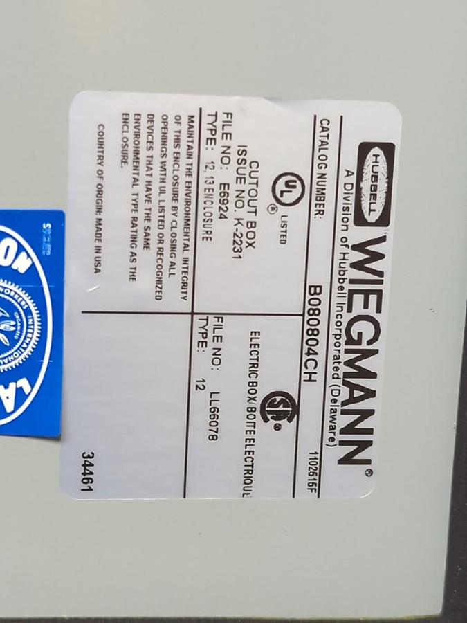 WIEGMANN,B080804CH,ENCLOSURE BOX NOS