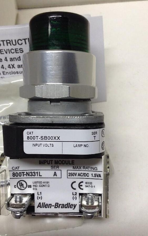 Used Allen-Bradley,800T-SB00XX,Illuminated Green Push Button Pilot Light NEW