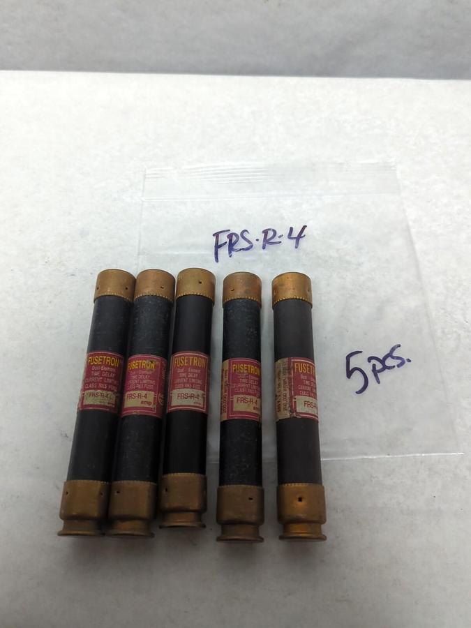 Used COOPER BUSSMANN,FRS-R-4,FUSETRON 4 AMP FUSE LOT OF 5 PRE-OWNED