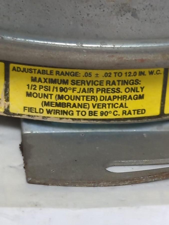 Used TDI,AP5014-60,ADJUSTABLE AIR PRESSURE SWITCH PRE-OWNED