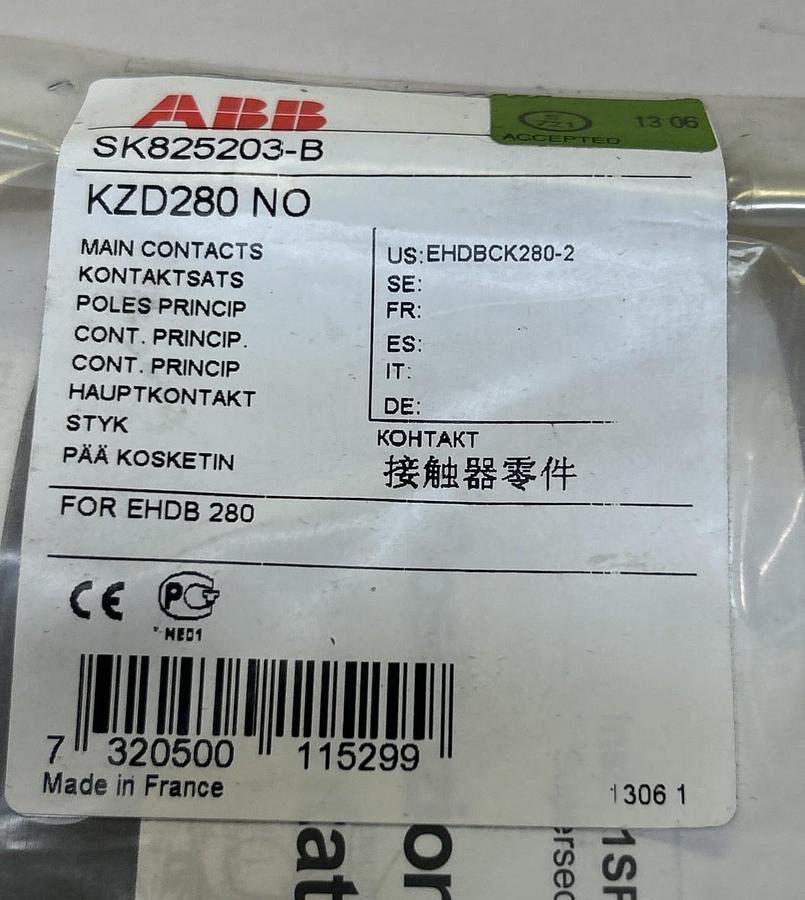 Used ABB,SK825203-B,MAIN CONTACT KIT NOS